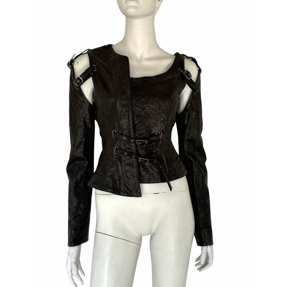 THOMAS WYLDE leather jacket detachable sleeves sz 4